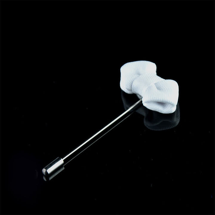 Stoff-Anstecknadel in Form einer spitzen Fliege für Herrenhochzeiten - Weiß - image 14