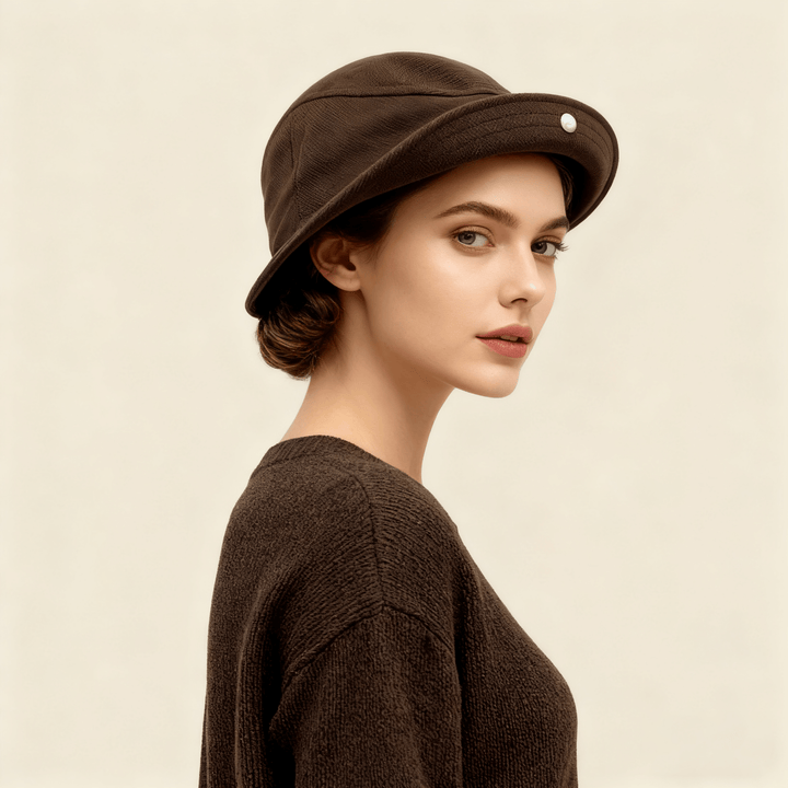 Warmhaltender brauner Winter-Fischerhut mit umklappbarer Krempe - image 1