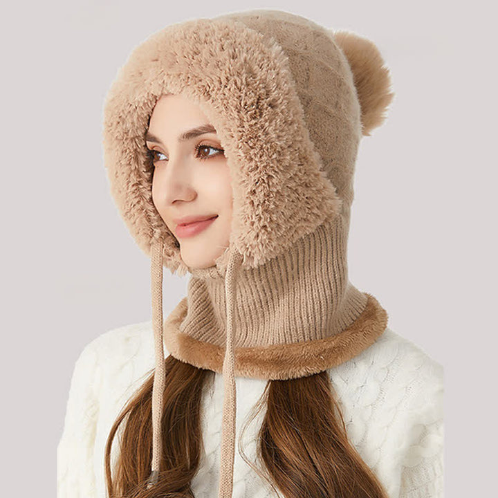 3-in-1-Outdoor-Mütze: Warme Strickmütze mit Schal und Maske - Khaki - Verstellbar (22"-23 1/4") - image 2