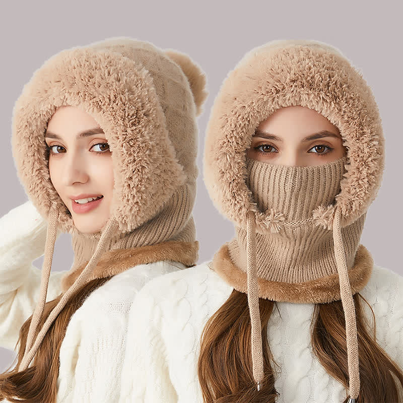 3-in-1-Outdoor-Mütze: Warme Strickmütze mit Schal und Maske - image 4