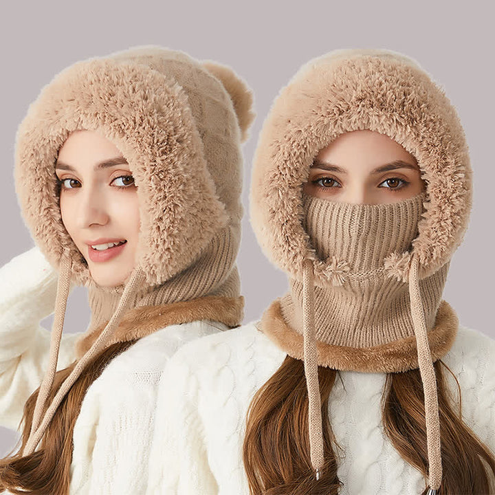 3-in-1-Outdoor-Mütze: Warme Strickmütze mit Schal und Maske - image 4