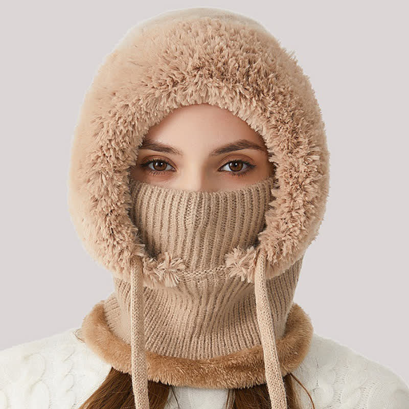 3-in-1-Outdoor-Mütze: Warme Strickmütze mit Schal und Maske - image 3