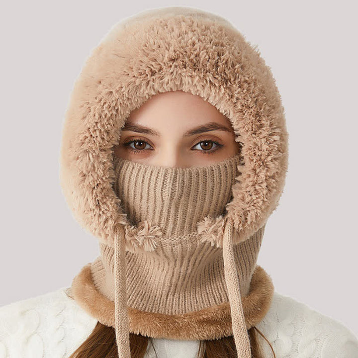 3-in-1-Outdoor-Mütze: Warme Strickmütze mit Schal und Maske - image 3