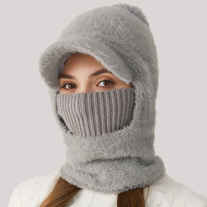 3-in-1-Strickmütze mit Visierdesign, Schal und Maske - image 2