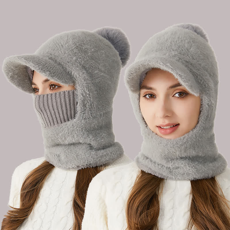 3-in-1-Strickmütze mit Visierdesign, Schal und Maske - image 1