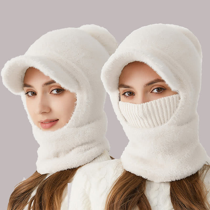 3-in-1-Strickmütze mit Visierdesign, Schal und Maske - image 9