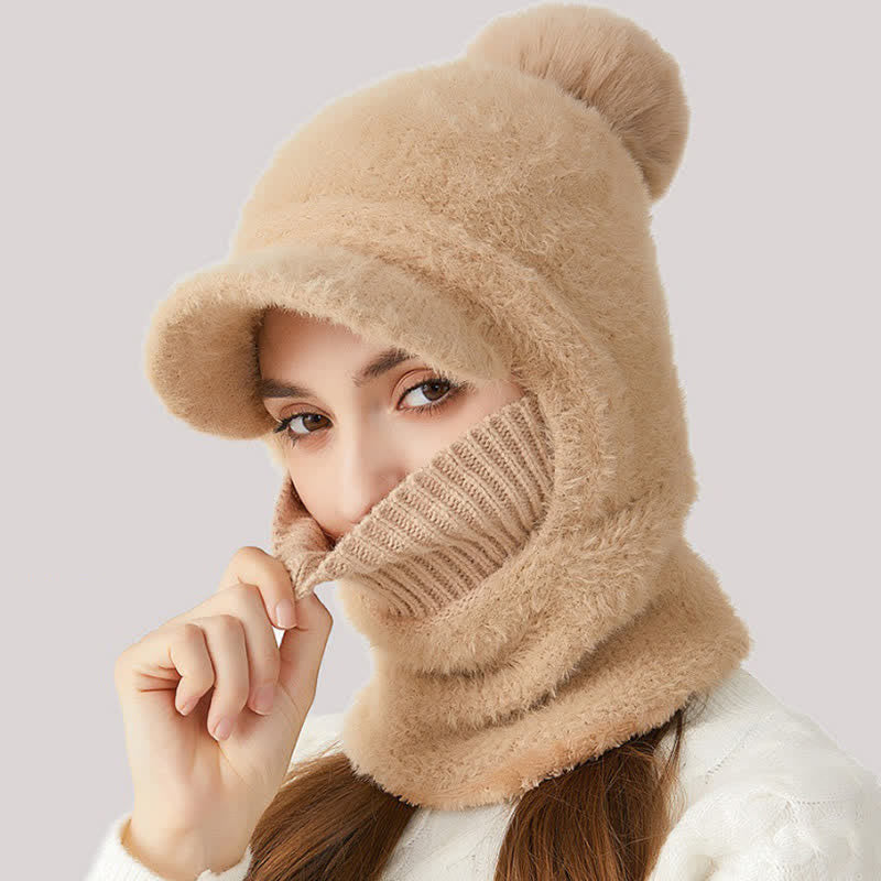 3-in-1-Strickmütze mit Visierdesign, Schal und Maske - image 4