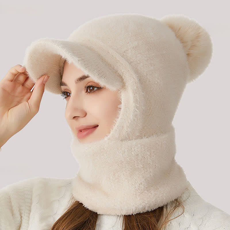 3-in-1-Strickmütze mit Visierdesign, Schal und Maske - Beige - Verstellbar (22"-23 1/4") - image 10