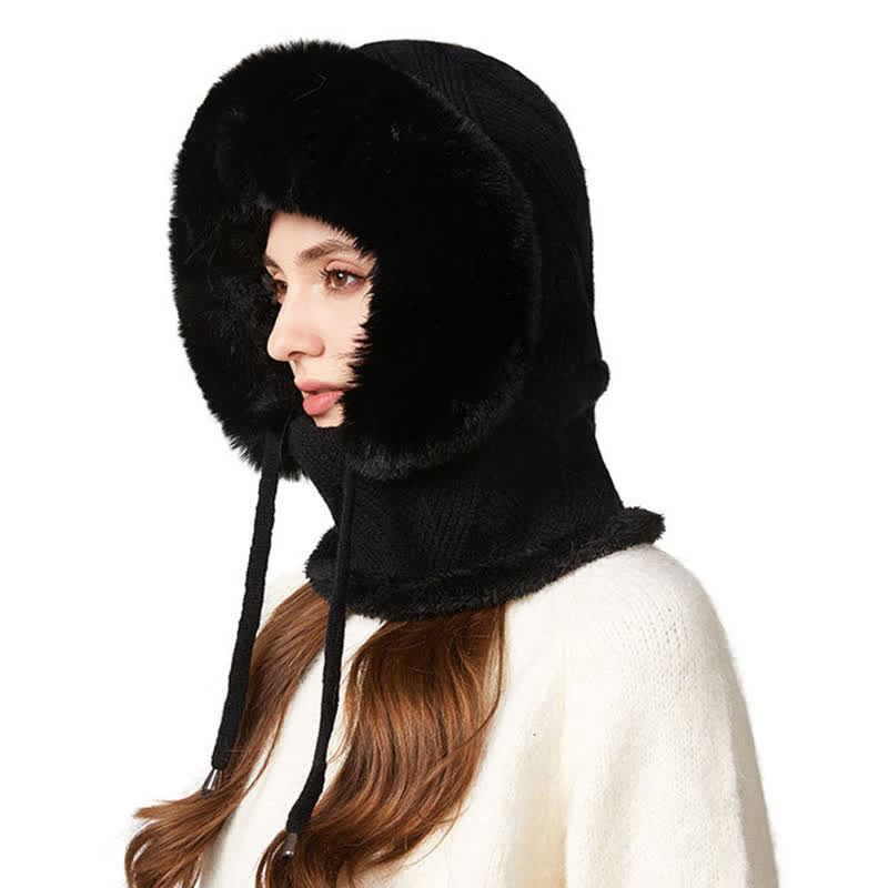 3-in-1-Mütze aus flauschigem Twill-Gewebe mit passendem Schal und Maske - Schwarz - M (22"-22 7/8") - image 4