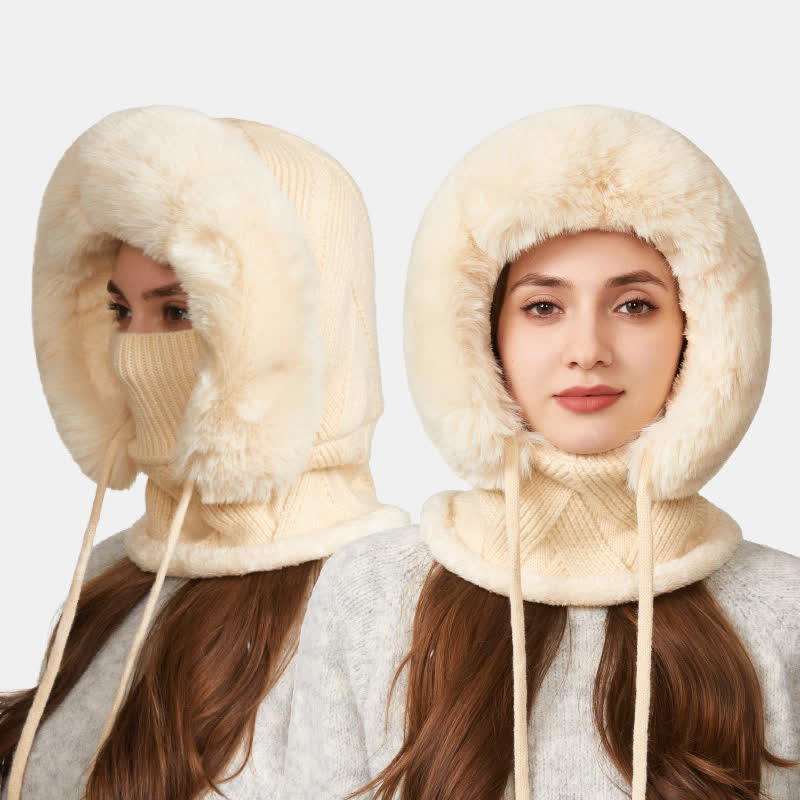 3-in-1-Mütze aus flauschigem Twill-Gewebe mit passendem Schal und Maske - image 9