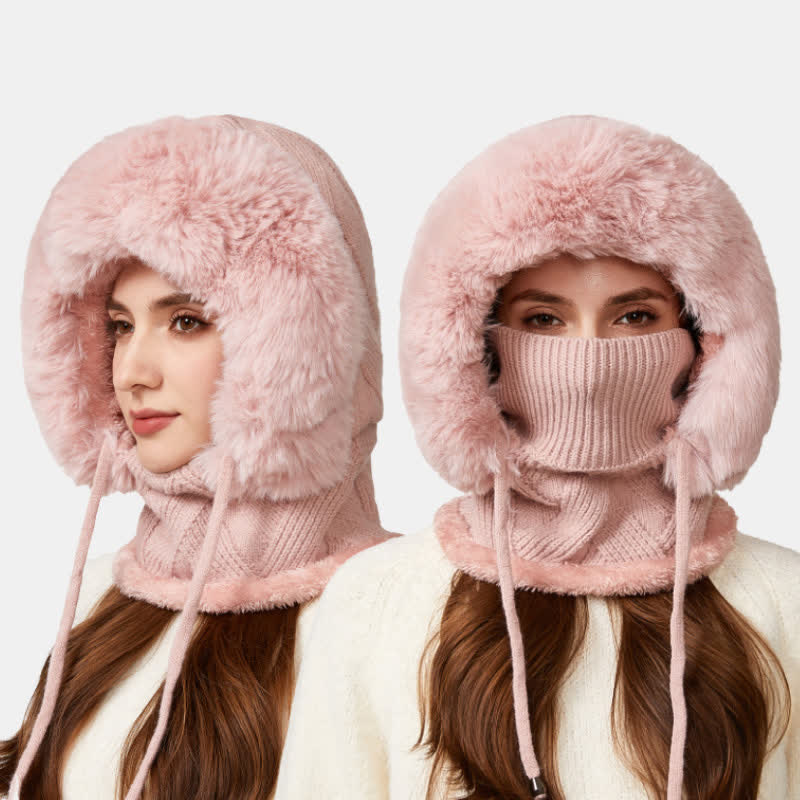 3-in-1-Mütze aus flauschigem Twill-Gewebe mit passendem Schal und Maske - image 13