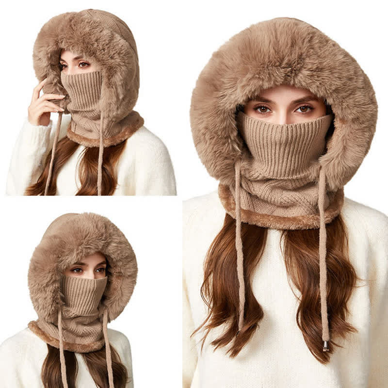 3-in-1-Mütze aus flauschigem Twill-Gewebe mit passendem Schal und Maske - image 3