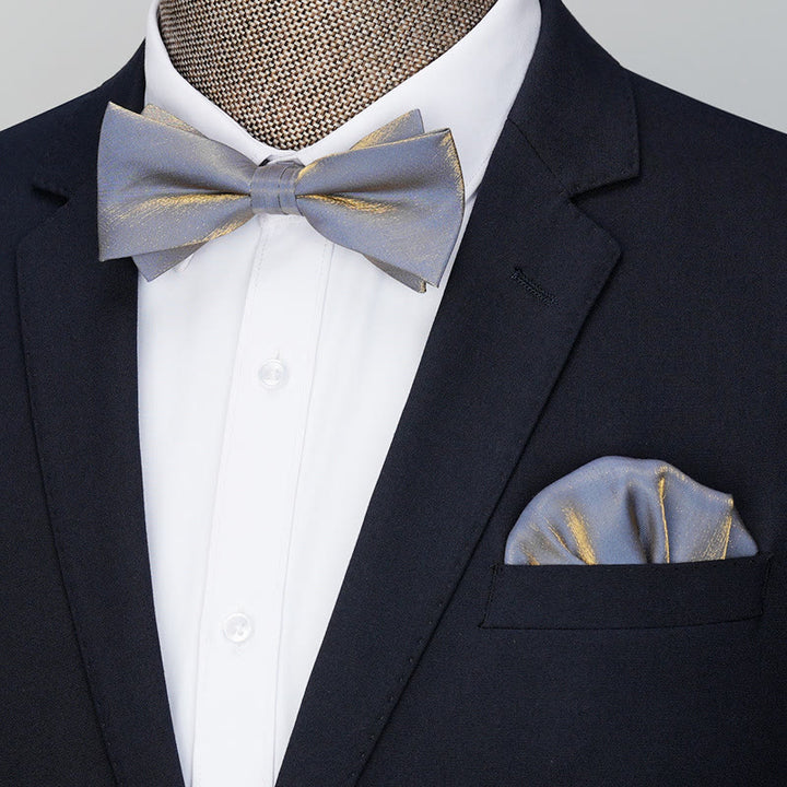 2 Stück Herren Einstecktuch Fliege in Unifarben - Stil Nr. 2 - Grau - image 13