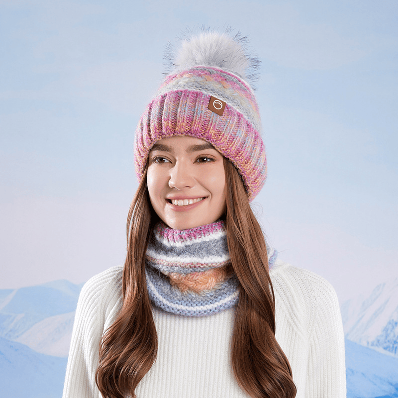 2 Stück bunte Winter-Strickmützen zum Warmhalten des Halses - image 1