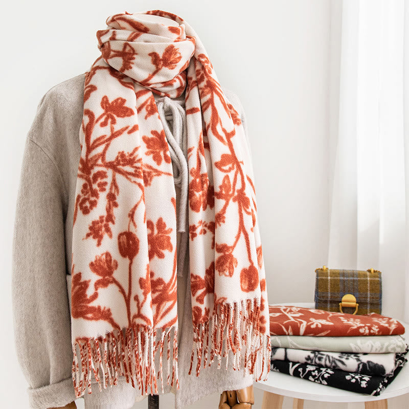 Damen Winter Schal mit Blumenmuster - image 0