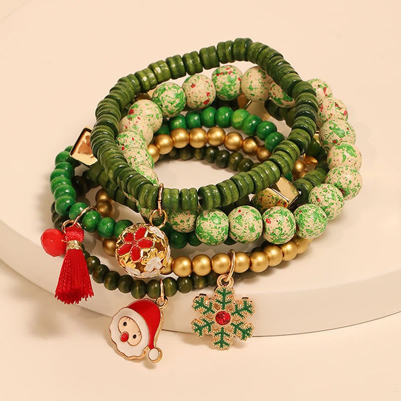 6-teiliges grünes Weihnachtsperlen-Anhänger-Armband-Set - Weihnachtsarmband - image 1