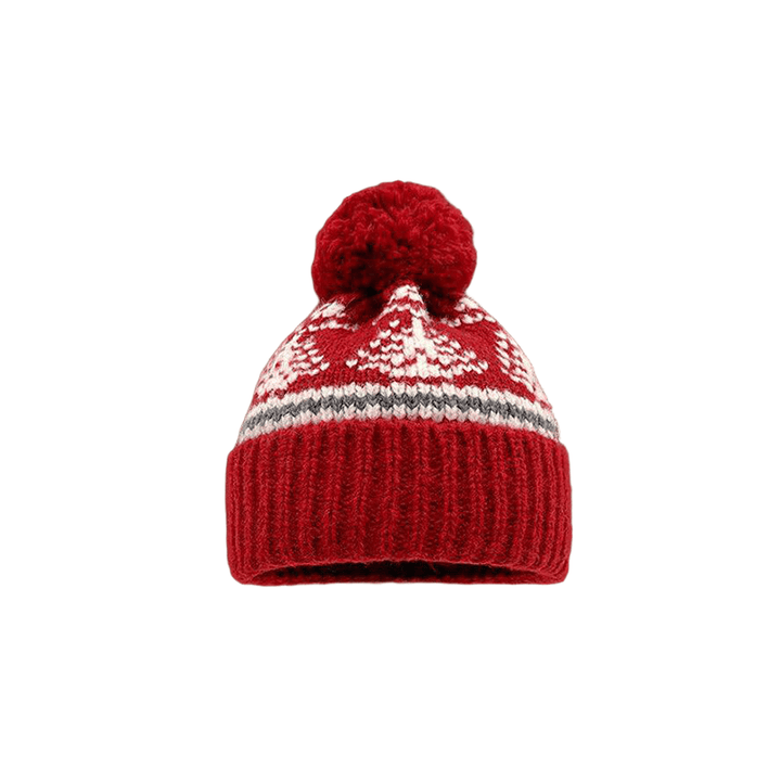 Winterstrickmütze im Fair-Island-Stil für Damen - Rot - M(22"-22 7/8") - image 0