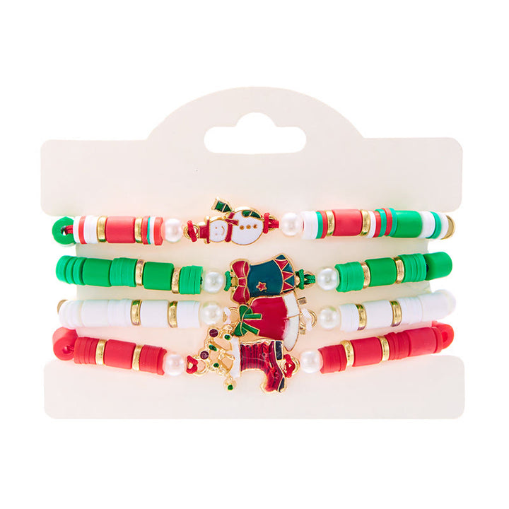 4er-Set weihnachtliche, bunte, gewebte, weiche Keramikarmbänder - Stil Nr. 5 - image 9