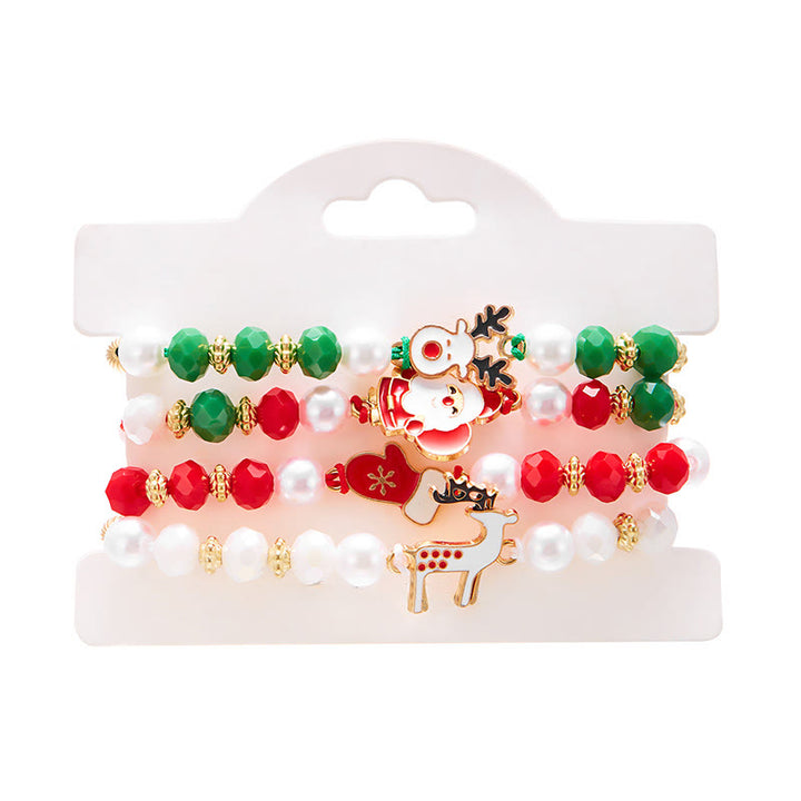 4er-Set weihnachtliche, bunte, gewebte, weiche Keramikarmbänder - Stil Nr. 3 - image 5
