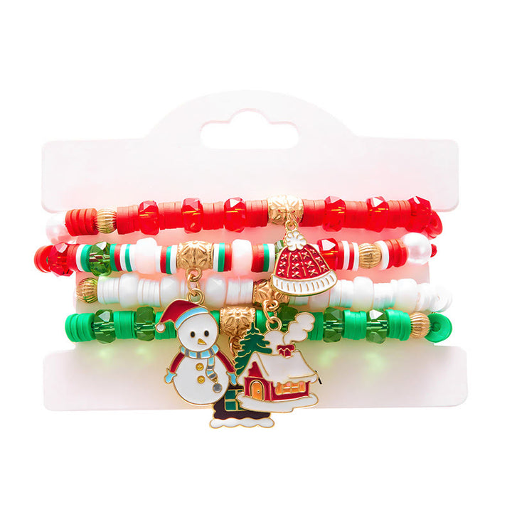 4er-Set weihnachtliche, bunte, gewebte, weiche Keramikarmbänder - Stil Nr. 6 - image 11
