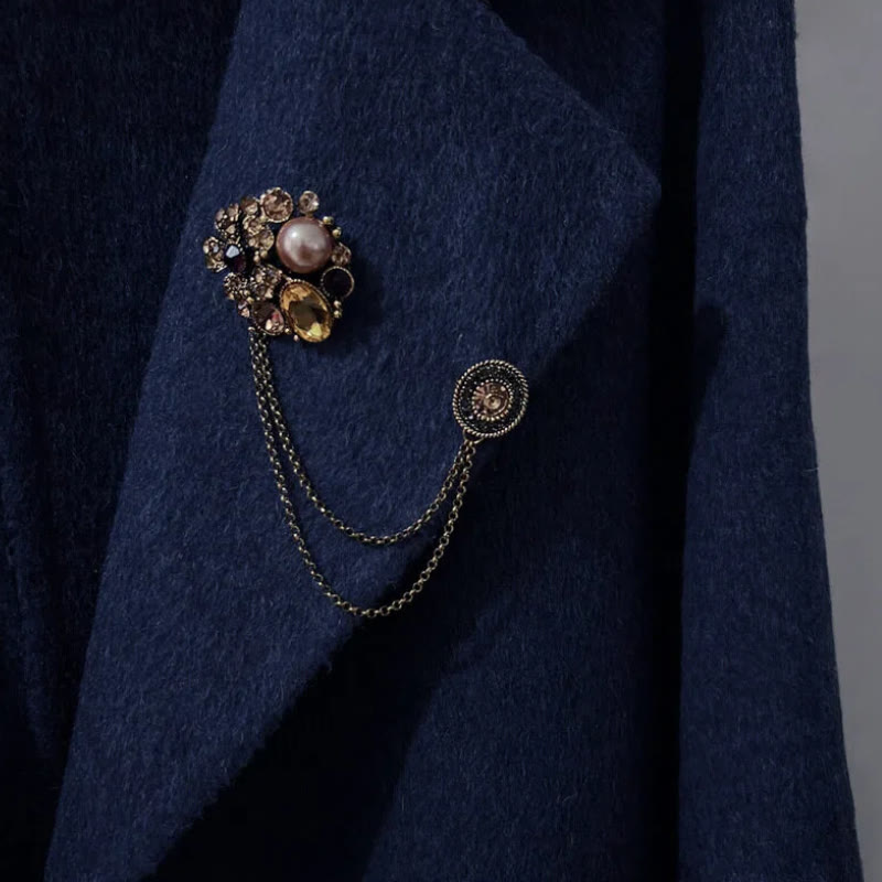 Vintage Brosche mit mehreren Edelsteinen, Perlen und floraler Kette - image 1