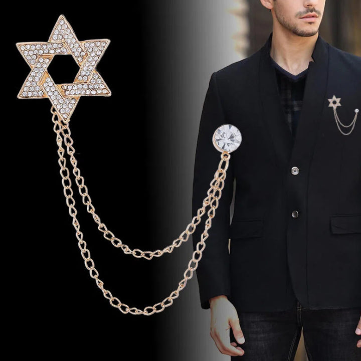 Strass-Brosche mit Davidstern-Motiv für Herren - image 0