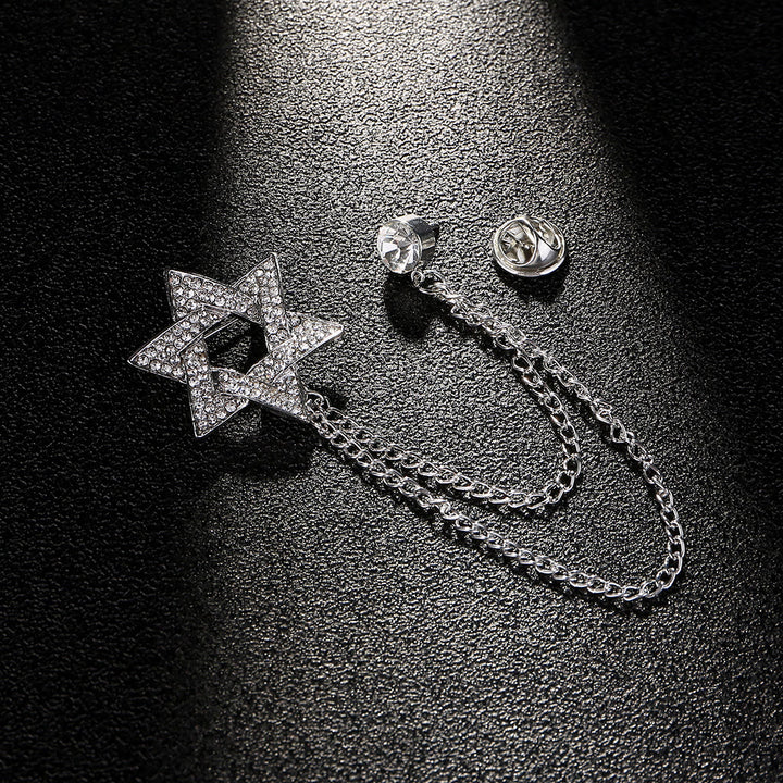 Strass-Brosche mit Davidstern-Motiv für Herren - Silber - image 2