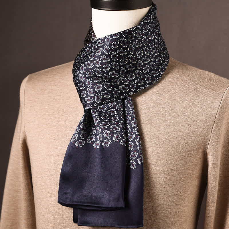 Langer Herrenschal aus reiner Seide im Retro-Ethno-Stil - Stil Nr. 1 - image 0