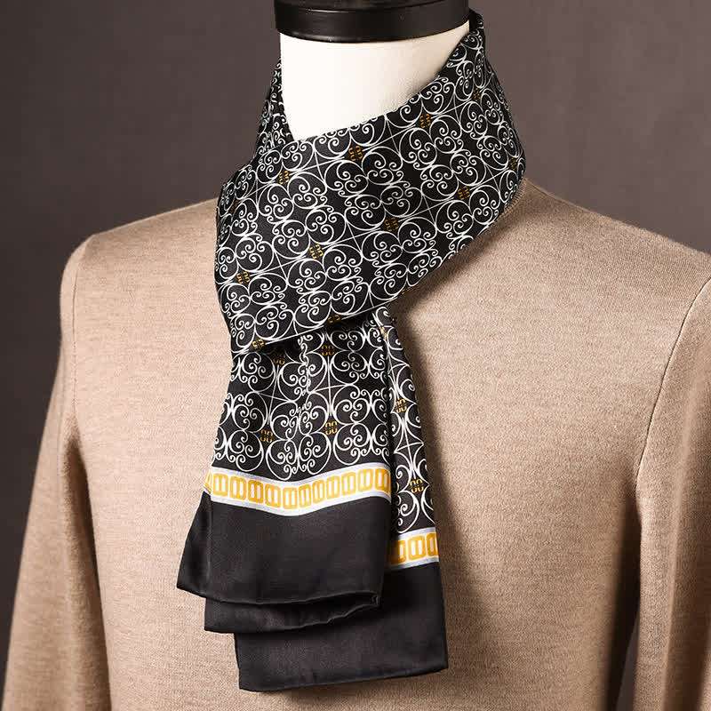 Langer Herrenschal aus reiner Seide im Retro-Ethno-Stil - Stil Nr. 7 - image 6