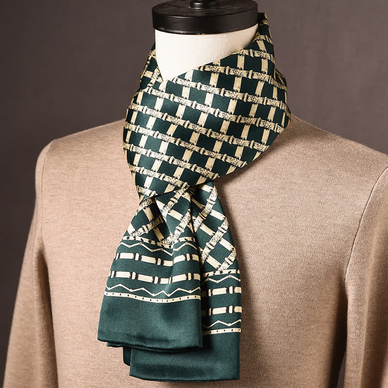 Langer Herrenschal aus reiner Seide im Retro-Ethno-Stil - Stil Nr. 15 - image 14