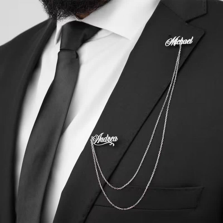 Elegante, schicke Namensbrosche mit Kette - Silber - image 0