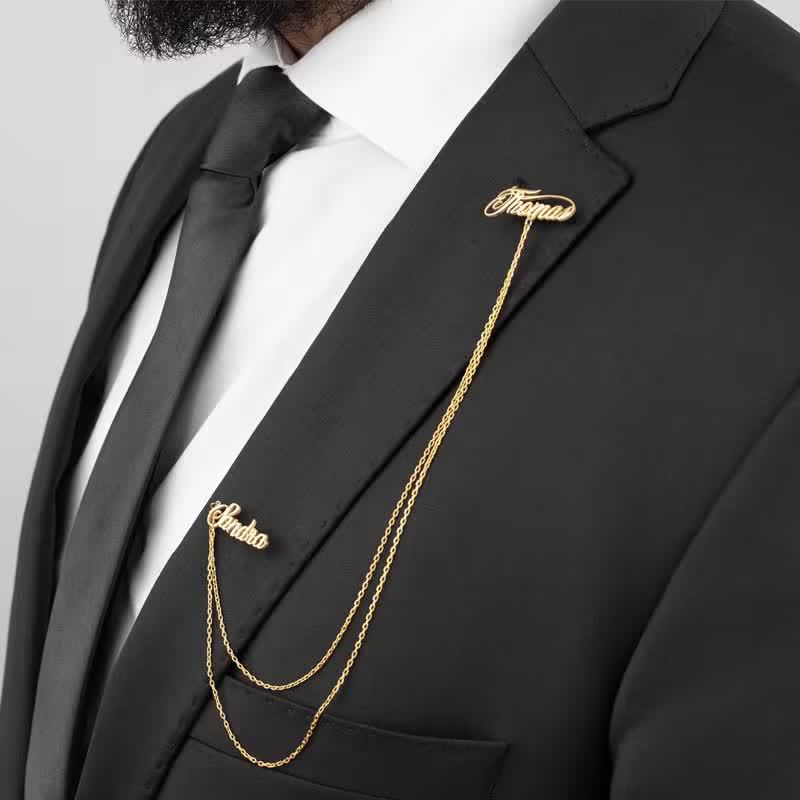 Elegante, schicke Namensbrosche mit Kette - Gold - image 2