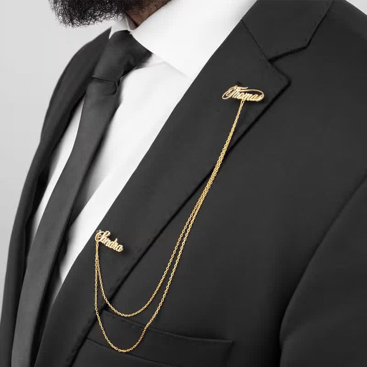 Elegante, schicke Namensbrosche mit Kette - Gold - image 2