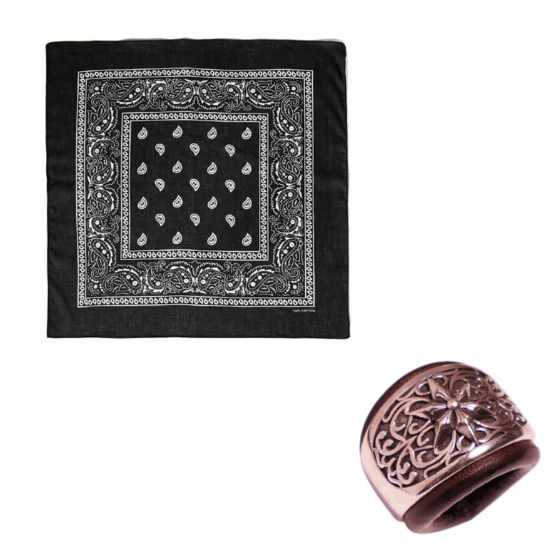 Einstecktuch mit sechseckigem runden Knopf und Cashew-Print - Braune Schnalle - Schwarz - image 13