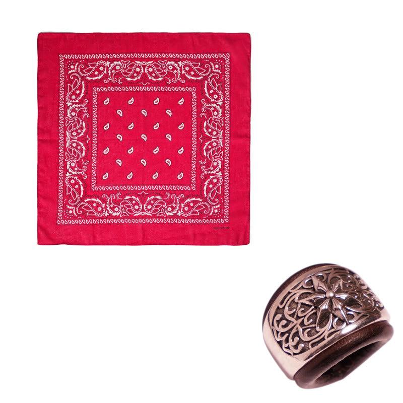 Einstecktuch mit sechseckigem runden Knopf und Cashew-Print - Braune Schnalle - Rot - image 6