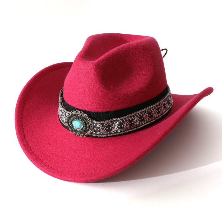 Herren-Cowboyhut im Westernstil mit türkisfarbenem Muster und Krempengürtel - Rose - M (22"-22 7/8") - image 6