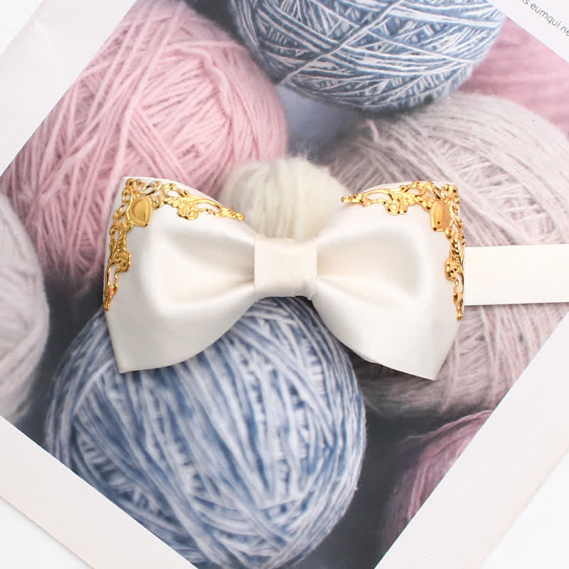 Stilvolle Hochzeitsfliege mit goldenem Akzent - Weiß - image 5