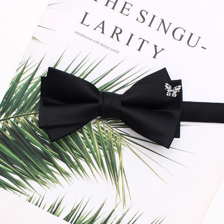 Elegante schwarze doppellagige Fliege mit Metallic-Akzenten - Stil Nr. 2 - image 5