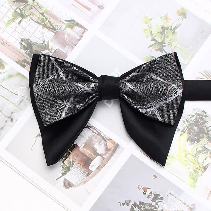 Formelle, karierte, gestreifte, doppellagige, übergroße, spitze Fliege - Stil Nr. 9 - image 14