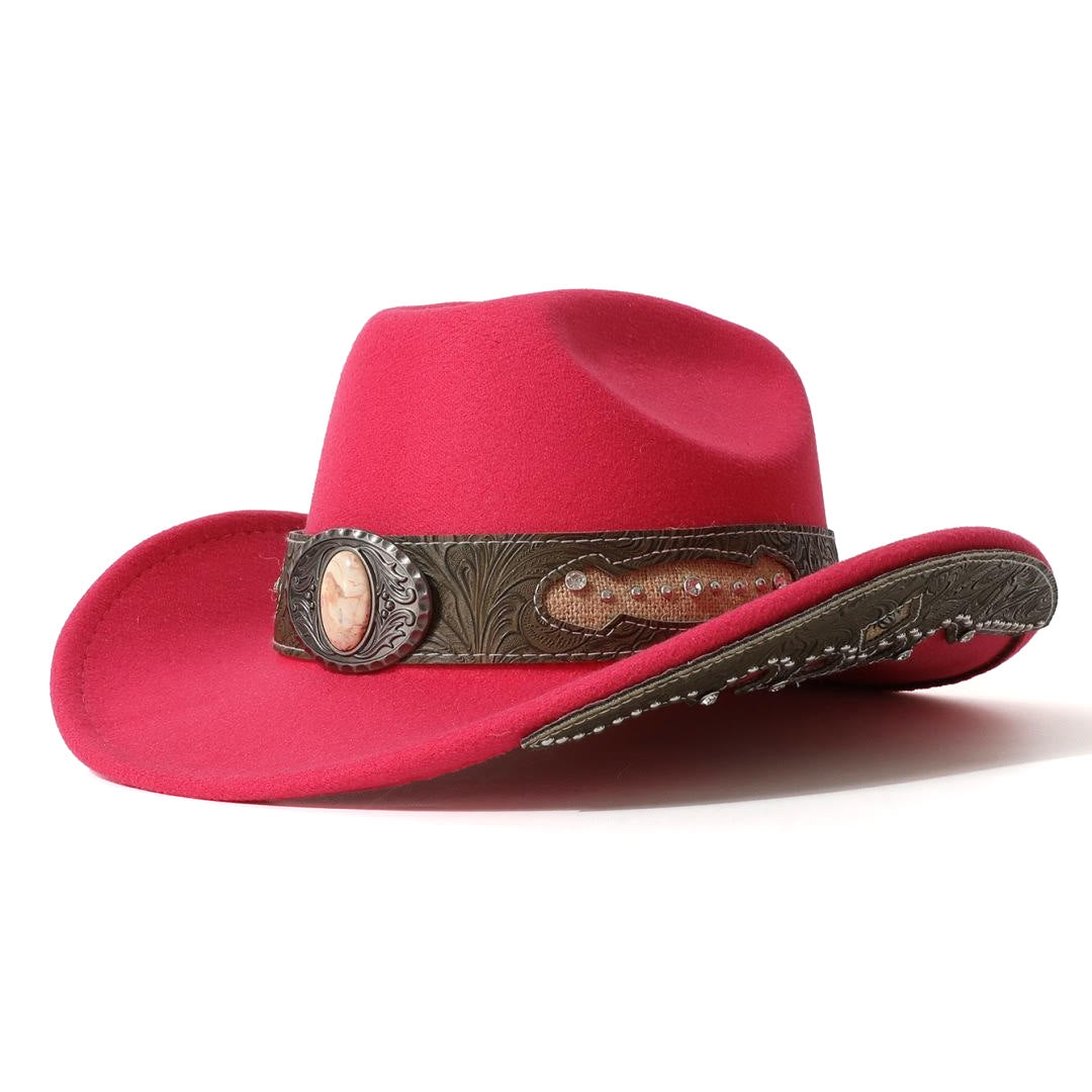 Herren-Cowboyhut mit strukturierter Steinnieten- und Krempenverstärkung sowie Gürtel - Rose - M (22"-22 7/8") - image 4