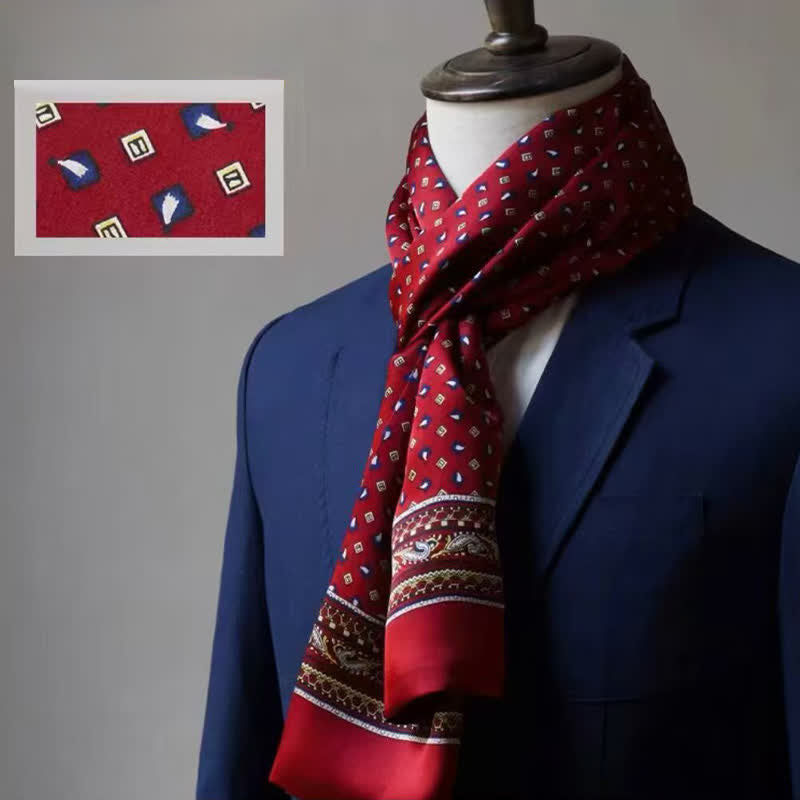 Herren-Doppelseitiger, formeller, gemusterter, langer Seidenschal aus reiner Seide - Stil Nr. 2 - image 1