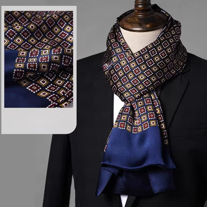 Herren-Doppelseitiger, formeller, gemusterter, langer Seidenschal aus reiner Seide - Stil Nr. 6 - image 5