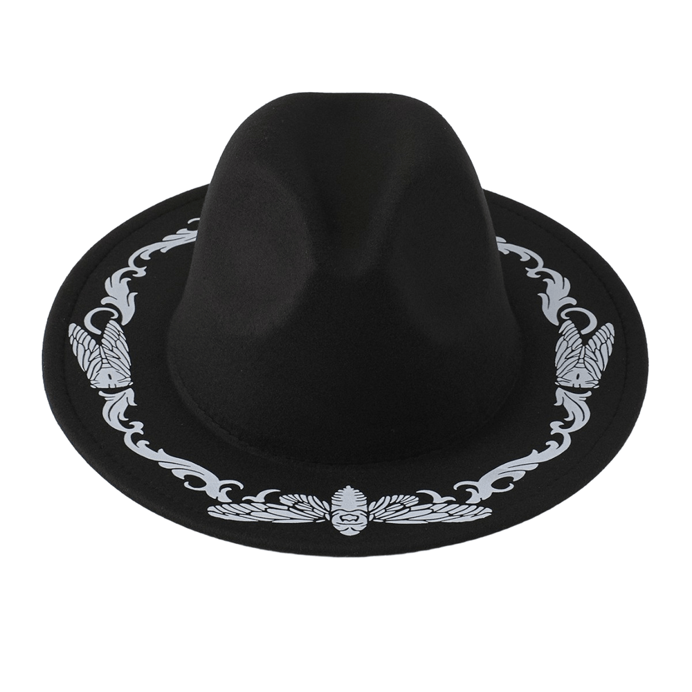 Exquisiter schwarzer Cowboyhut für Herren mit Schmetterlings- und Zikadenmotiv - image 1