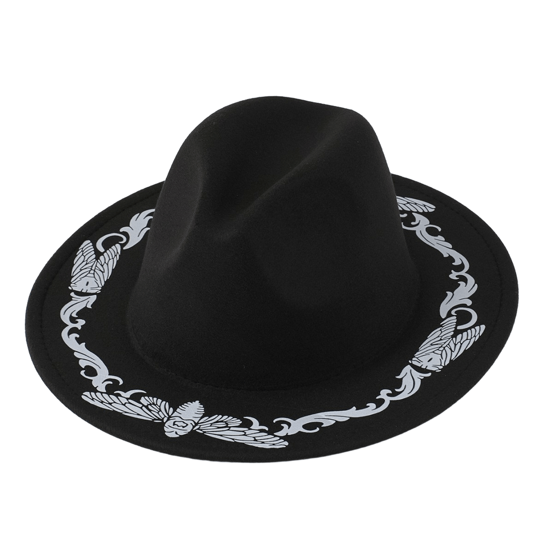 Exquisiter schwarzer Cowboyhut für Herren mit Schmetterlings- und Zikadenmotiv - Schwarz - M (22"-22 7/8") - image 0