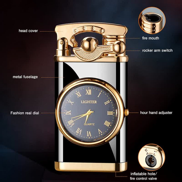 Kreatives aufblasbares Butanfeuerzeug mit Kipphebel und Uhr - image 3