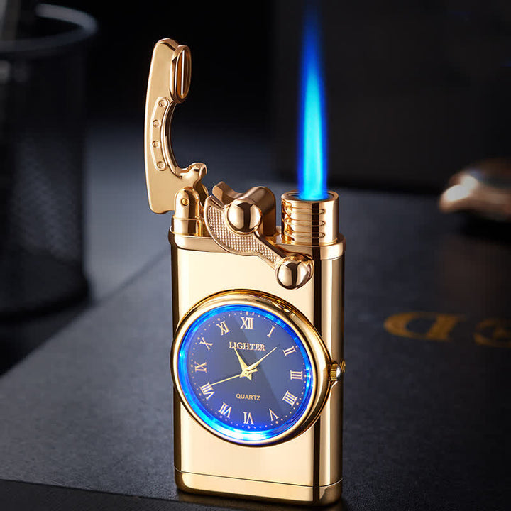 Kreatives aufblasbares Butanfeuerzeug mit Kipphebel und Uhr - Gold - image 11