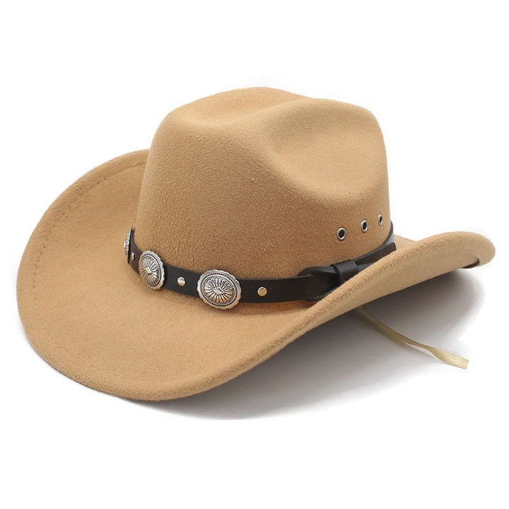 Herren-Cowboyhut mit silbernem Muster, Scheibenrand und Gürtel - Kamel - M (22"-22 7/8") - image 6