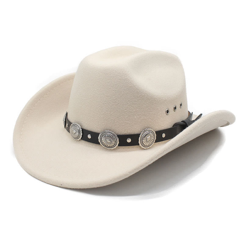 Herren-Cowboyhut mit silbernem Muster, Scheibenrand und Gürtel - Beige - M (22"-22 7/8") - image 4