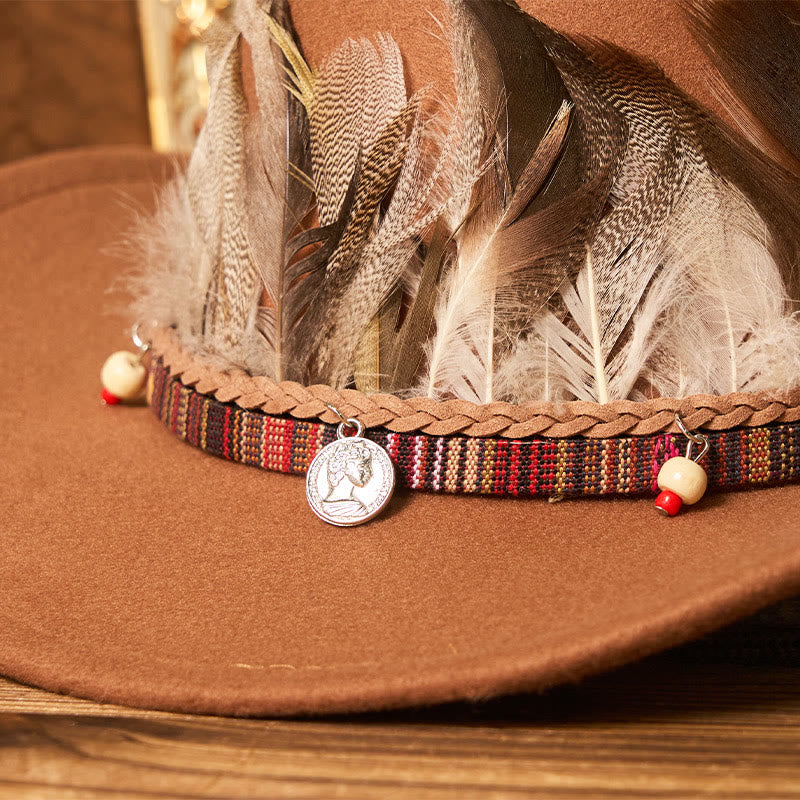 Herren-Cowboyhut mit gewebter Krempe und Federn - image 2