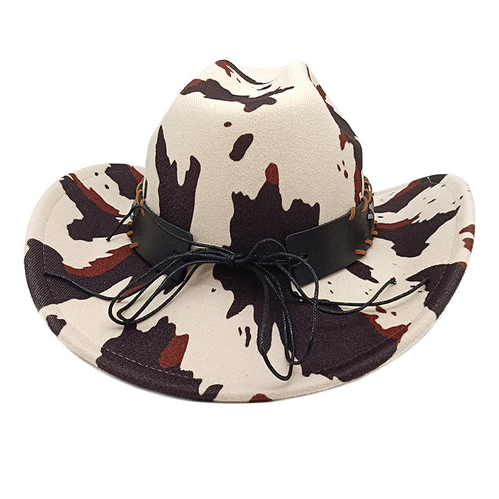 Herren-Cowboyhut mit silbernem, langhörnigem Stiergürtel und Kuhmuster - image 3